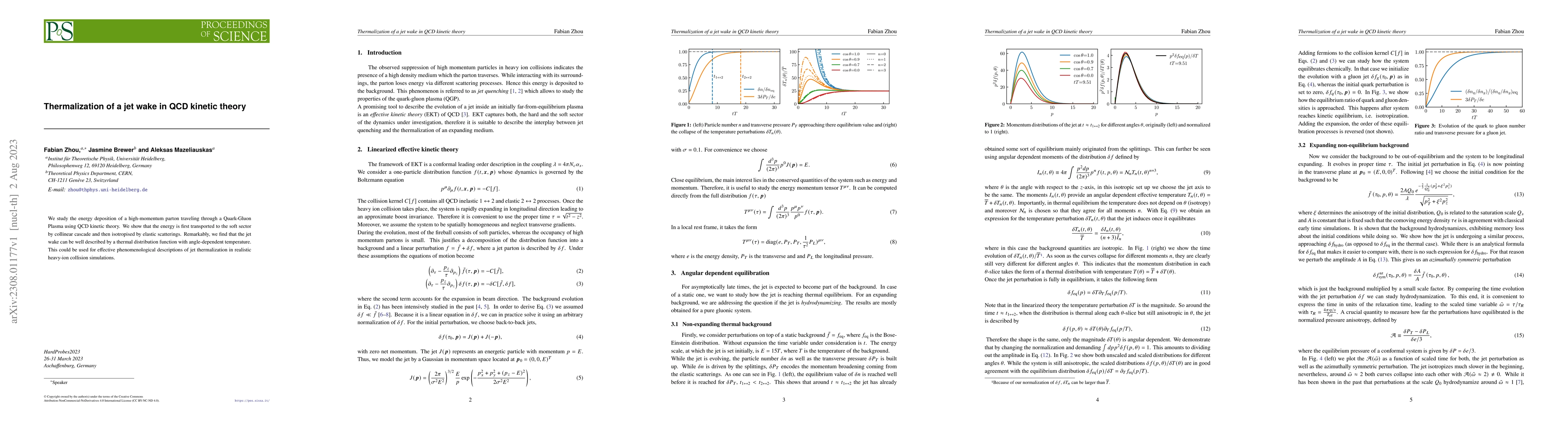 Thumbnail for Thermalization of a jet wake in QCD kinetic theory
