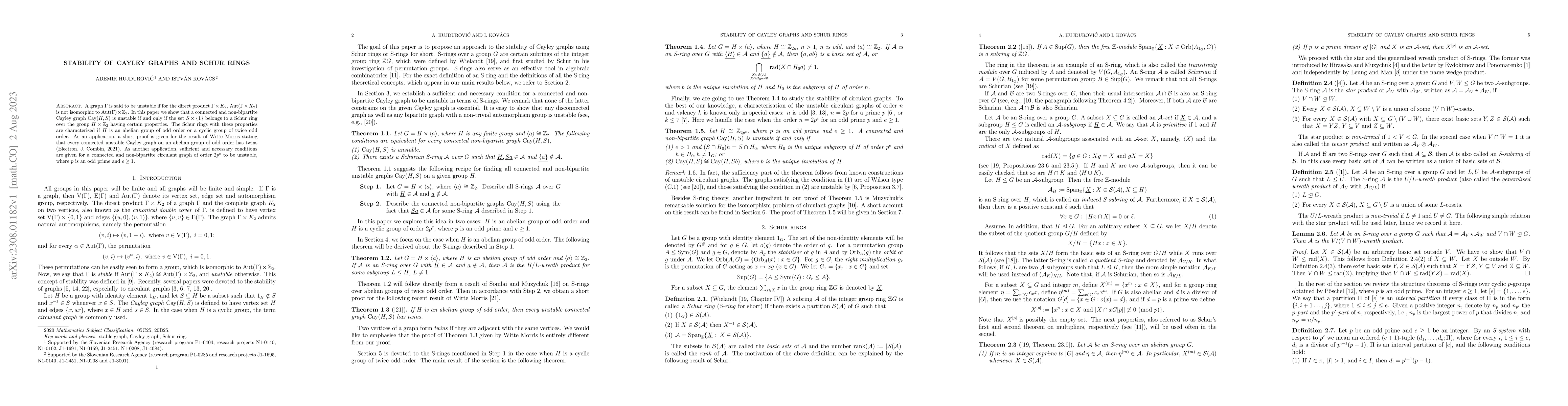 Thumbnail for Stability of Cayley graphs and Schur rings