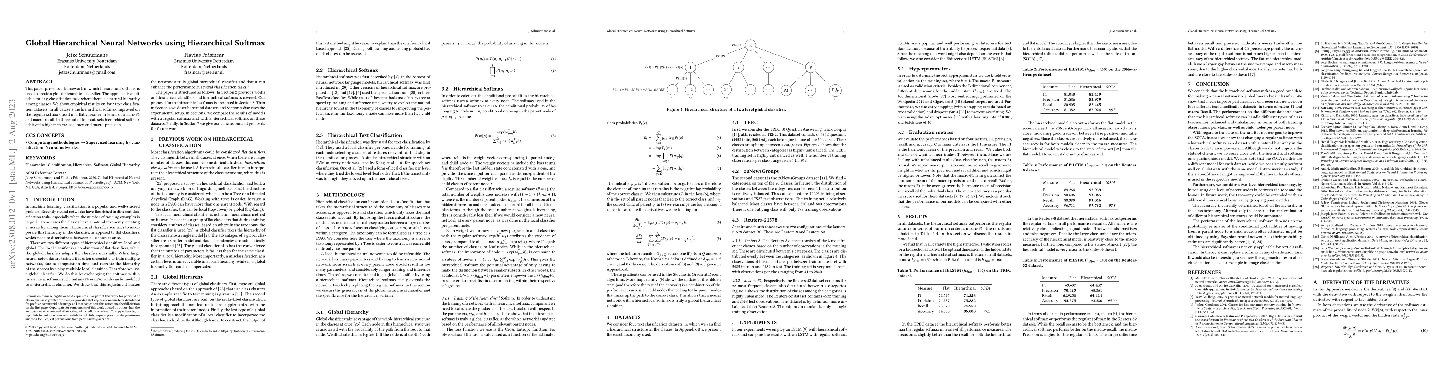 Thumbnail for Global Hierarchical Neural Networks using Hierarchical Softmax