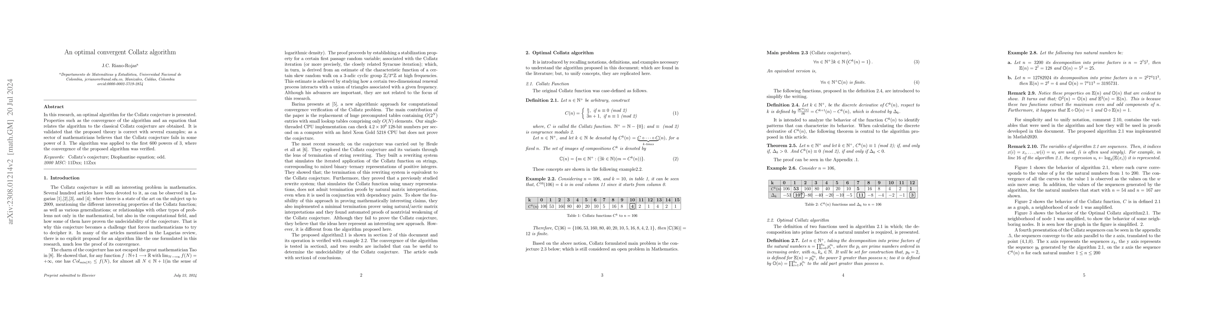 Thumbnail for An optimal convergent Collatz algorithm