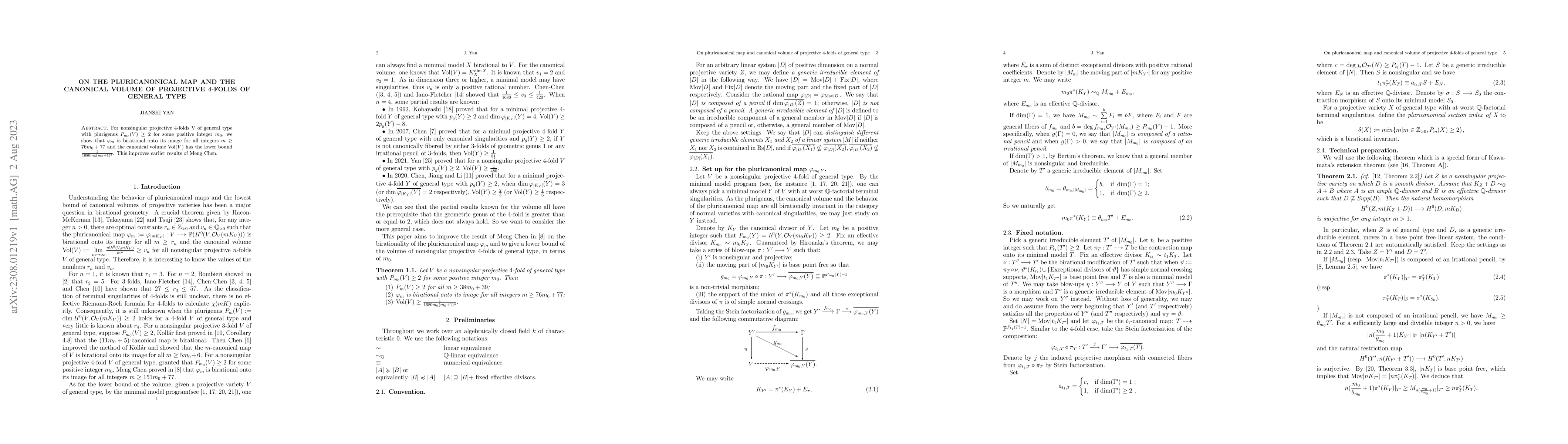 Thumbnail for On the pluricanonical map and the canonical volume of projective 4-folds
  of general type