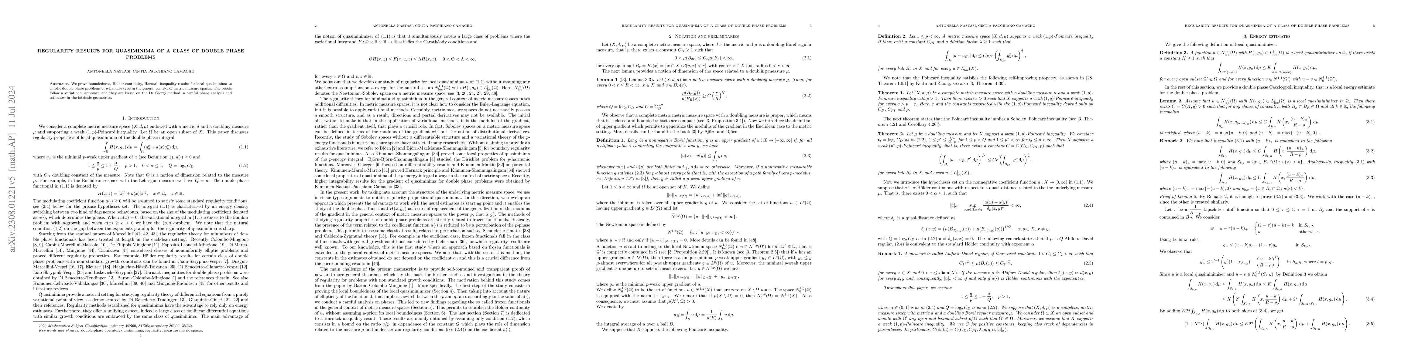 Thumbnail for Regularity results for quasiminima of a class of double phase problems
