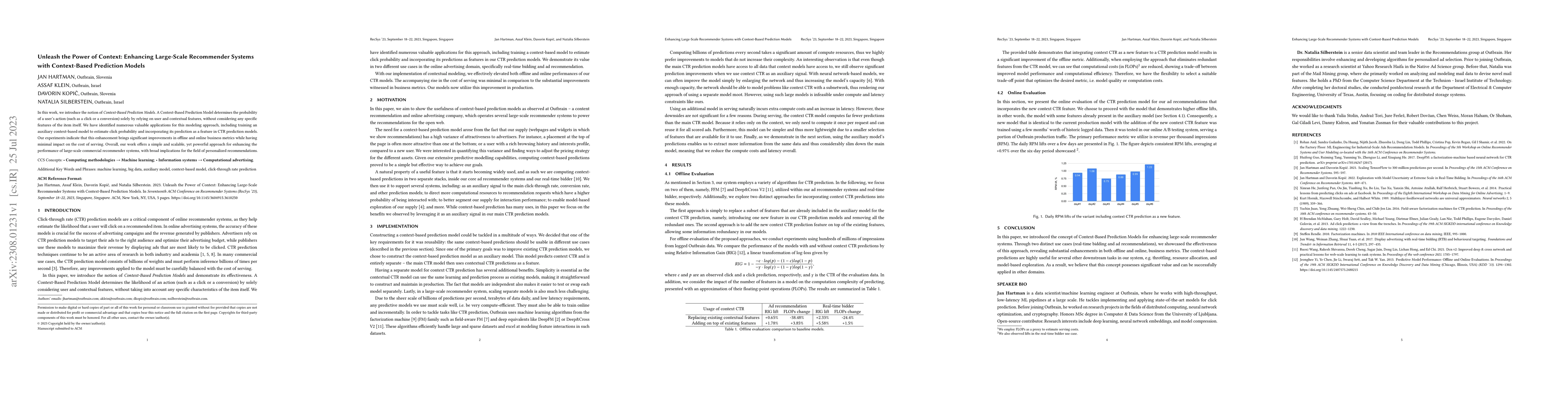 Thumbnail for Unleash the Power of Context: Enhancing Large-Scale Recommender Systems
  with Context-Based Prediction Models