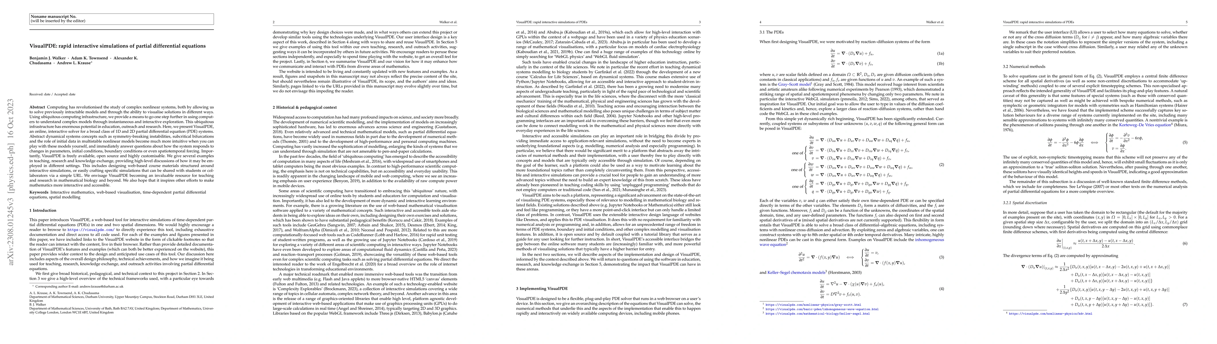 Thumbnail for VisualPDE: rapid interactive simulations of partial differential
  equations