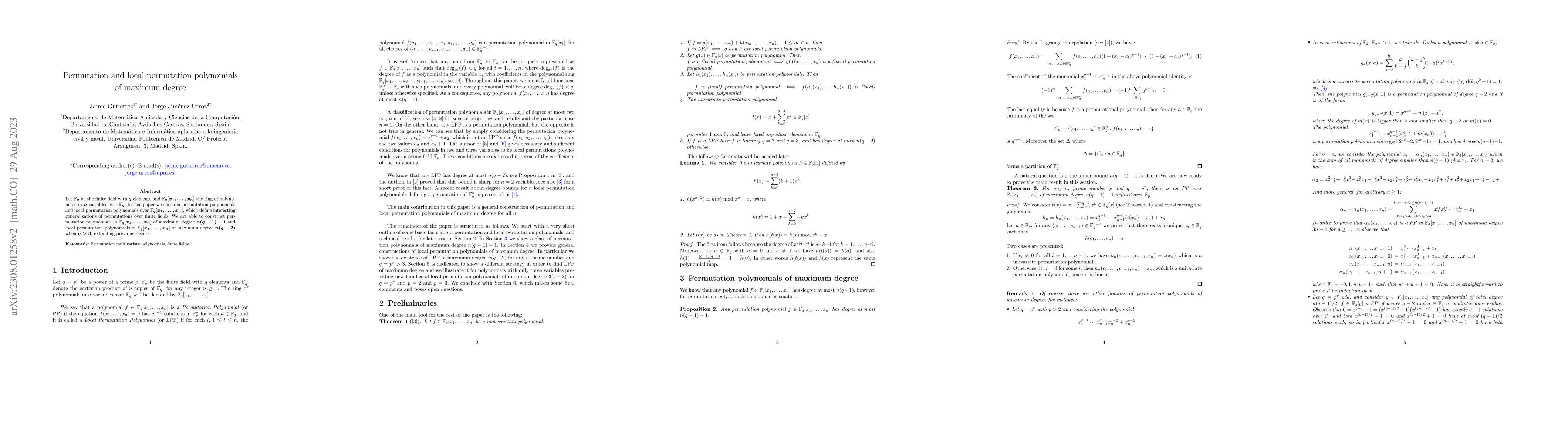 Thumbnail for Permutation and local permutation polynomial of maximum degree
