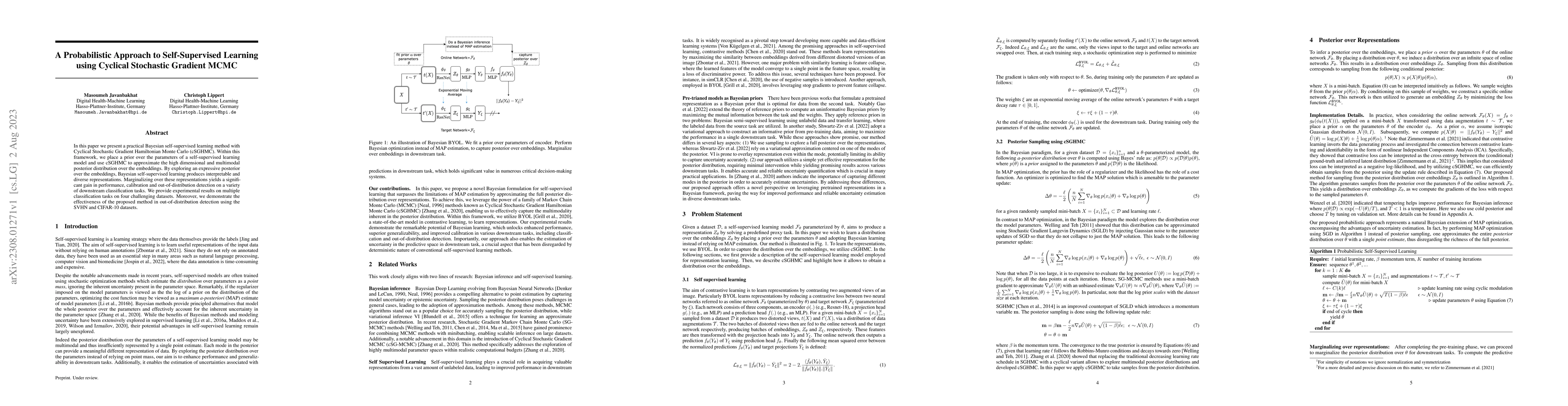 Thumbnail for A Probabilistic Approach to Self-Supervised Learning using Cyclical
  Stochastic Gradient MCMC