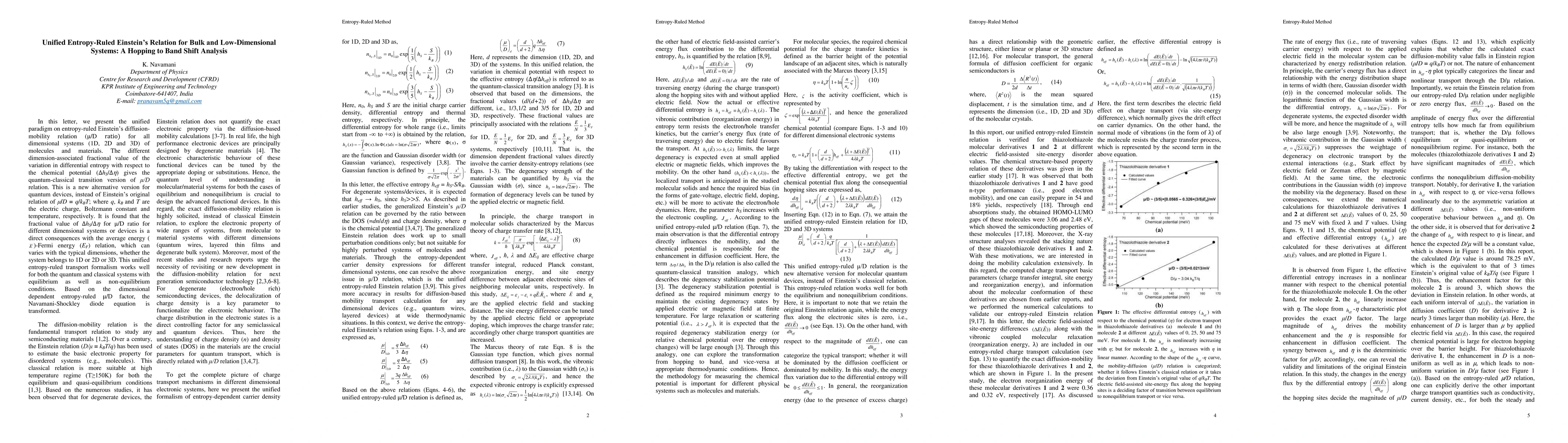 Thumbnail for Unified Entropy-Ruled Einstein Relation for Bulk and Low-Dimensional
  Systems: A Hopping to Band Shift Analysis