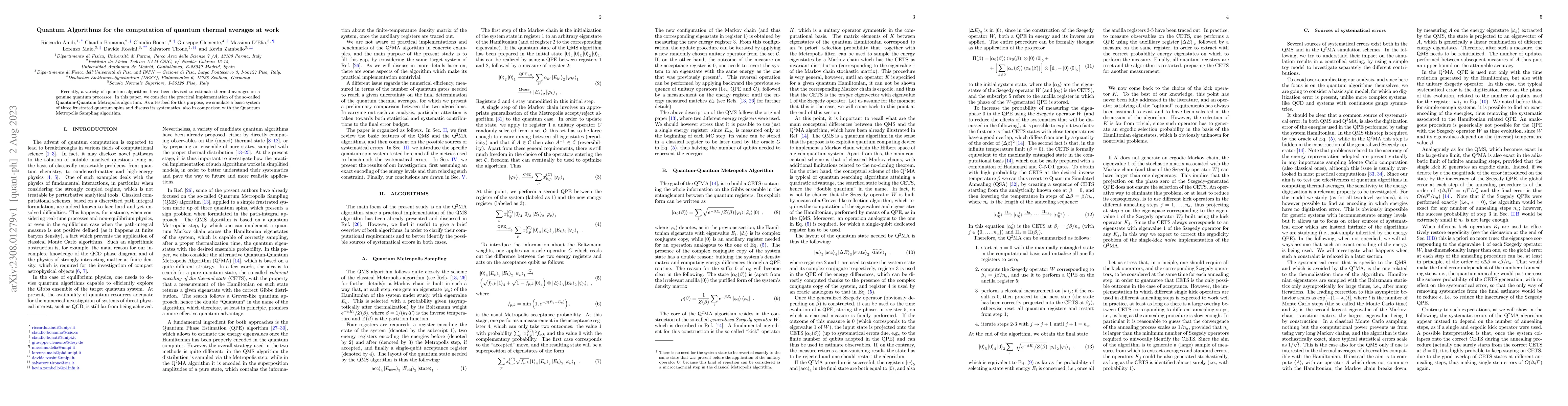 Thumbnail for Quantum Algorithms for the computation of quantum thermal averages at
  work