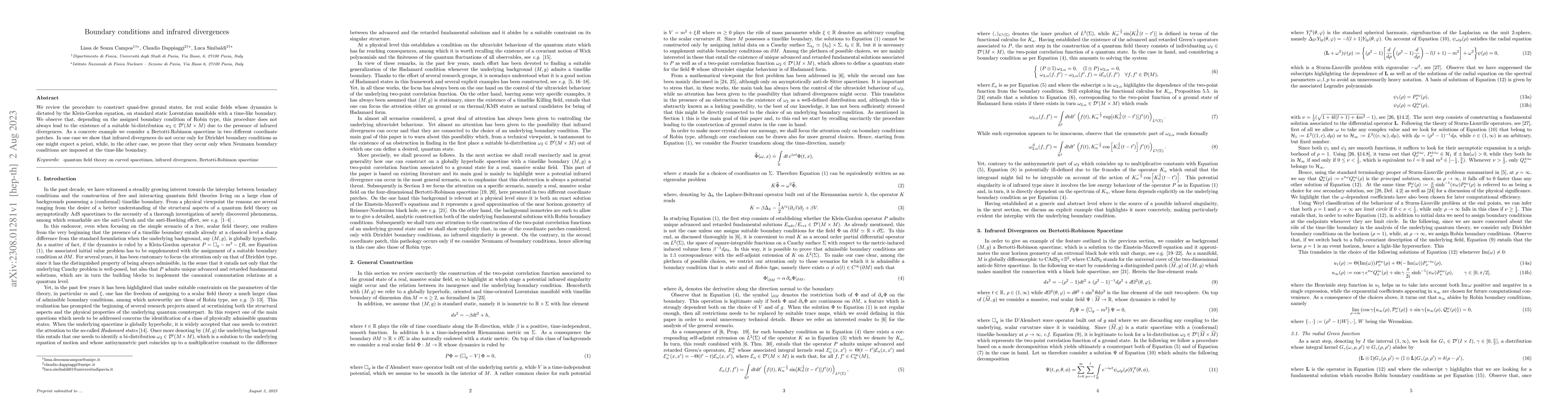 Thumbnail for Boundary conditions and infrared divergences