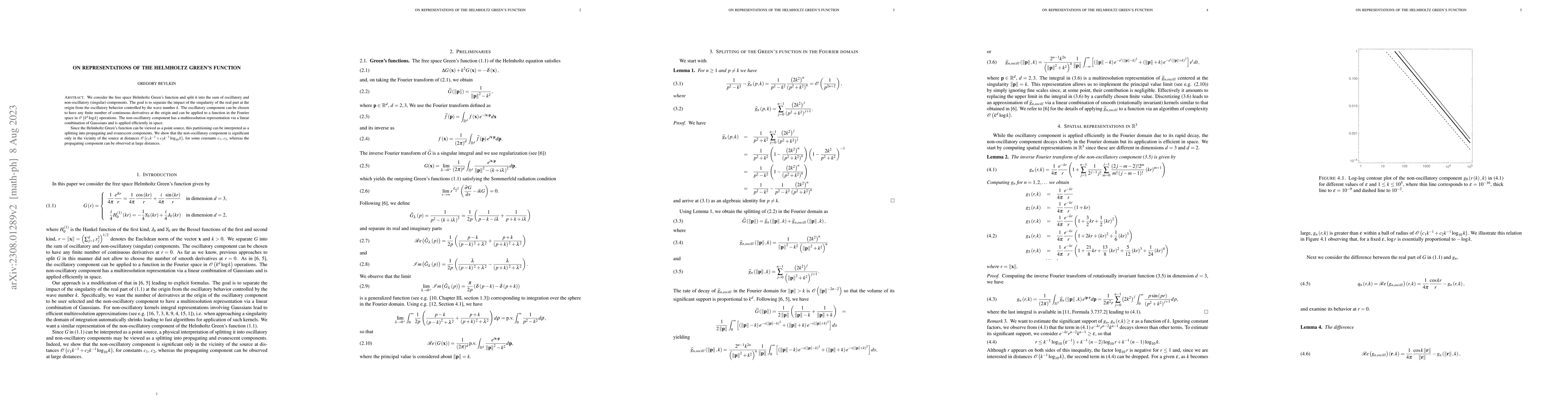 Thumbnail for On representations of the Helmholtz Green's function