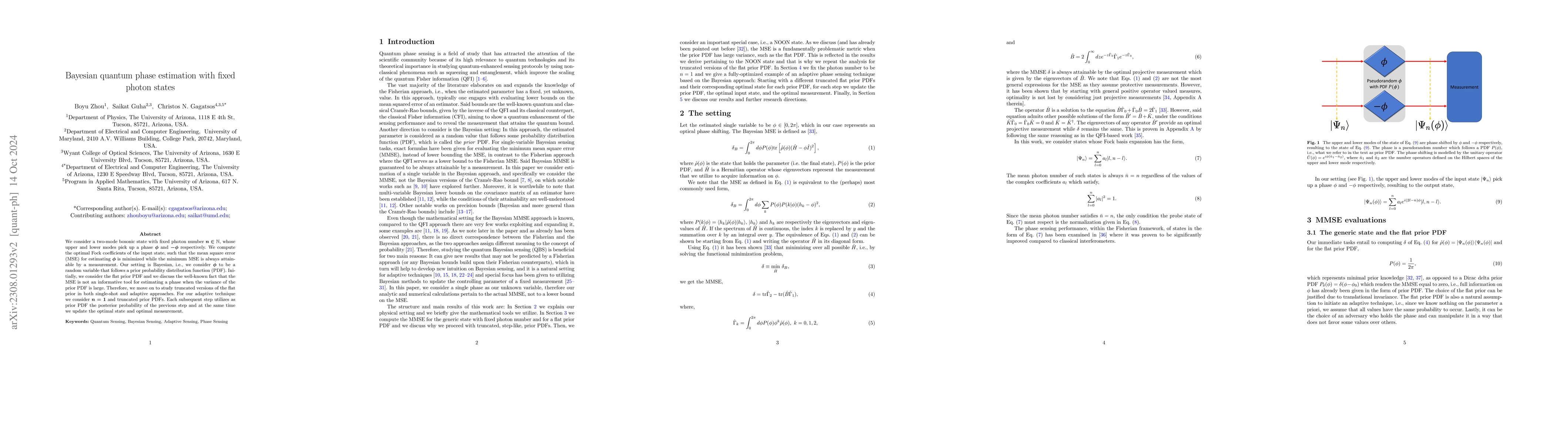 Thumbnail for Bayesian quantum phase estimation with fixed photon states
