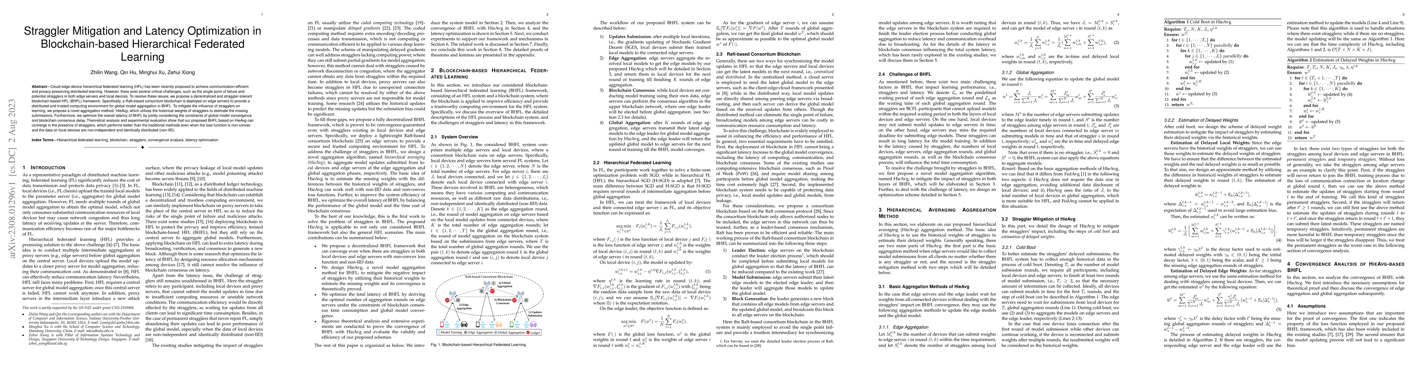 Thumbnail for Straggler Mitigation and Latency Optimization in Blockchain-based
  Hierarchical Federated Learning