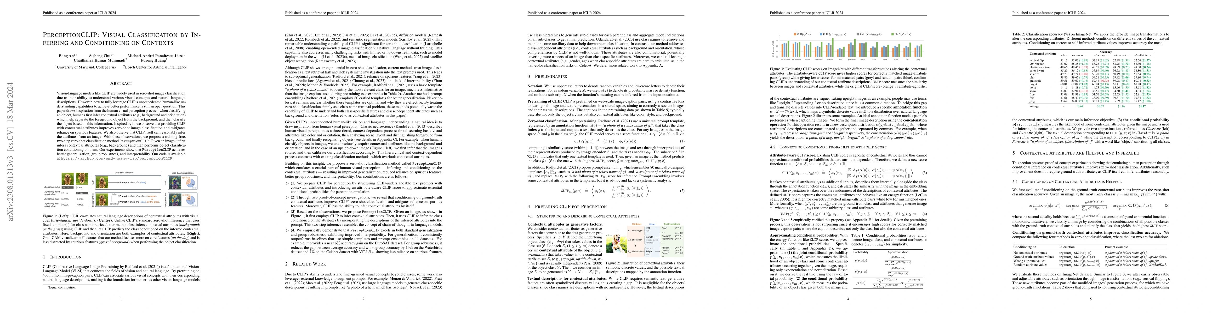 Thumbnail for PerceptionCLIP: Visual Classification by Inferring and Conditioning on
  Contexts