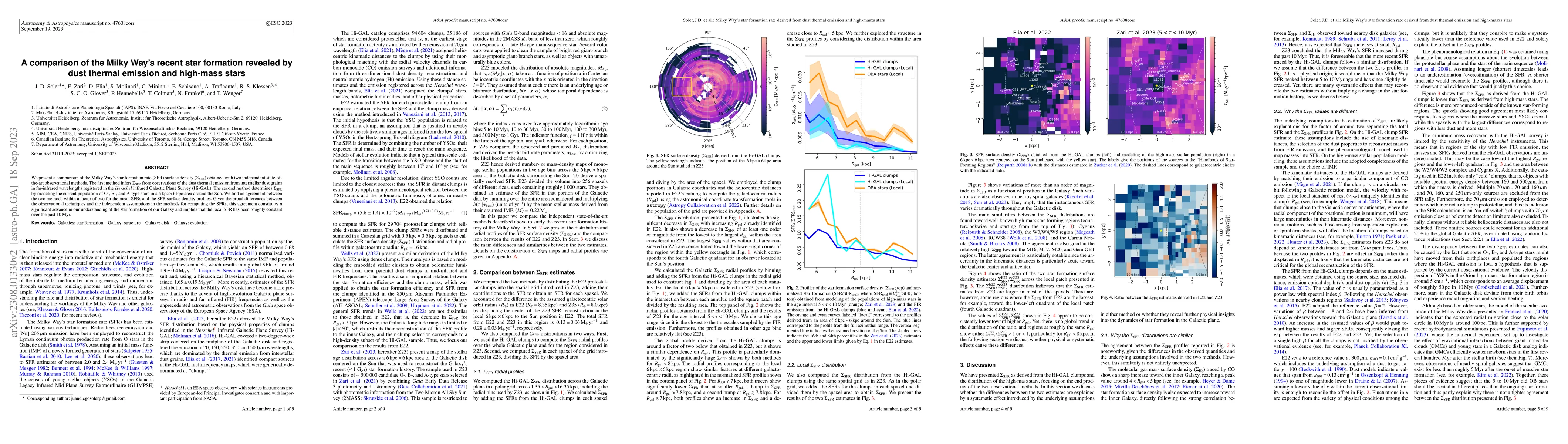Thumbnail for A comparison of the Milky Way's recent star formation revealed by dust
  thermal emission and high-mass stars