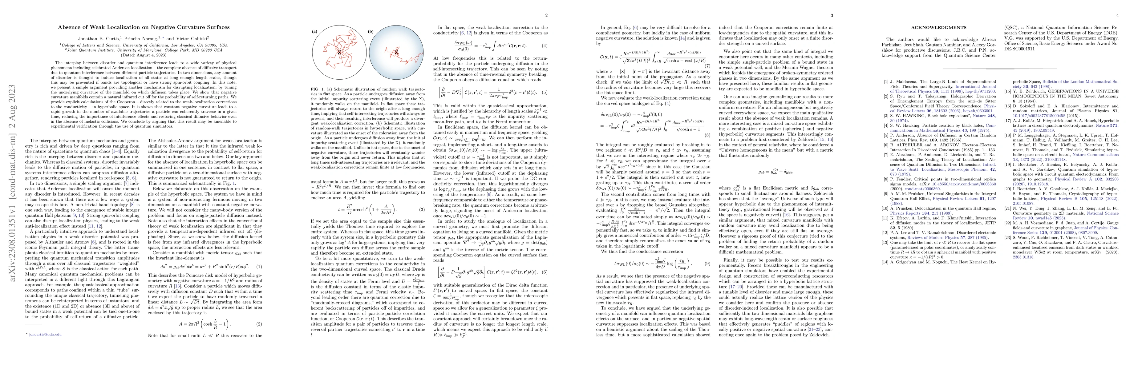 Thumbnail for Absence of Weak Localization on Negative Curvature Surfaces