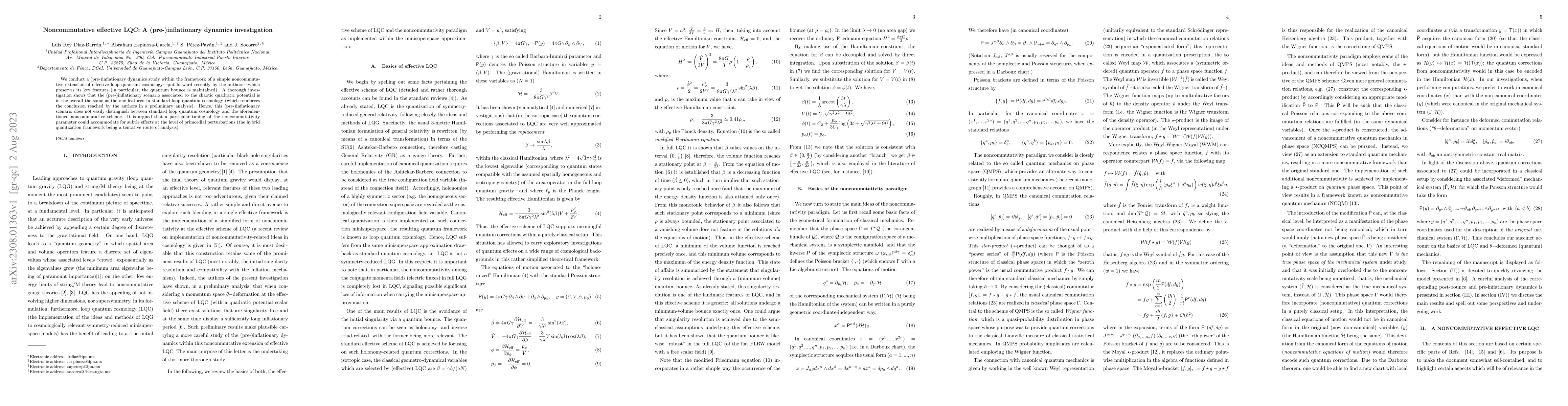 Thumbnail for Noncommutative effective LQC: A (pre-)inflationary dynamics
  investigation
