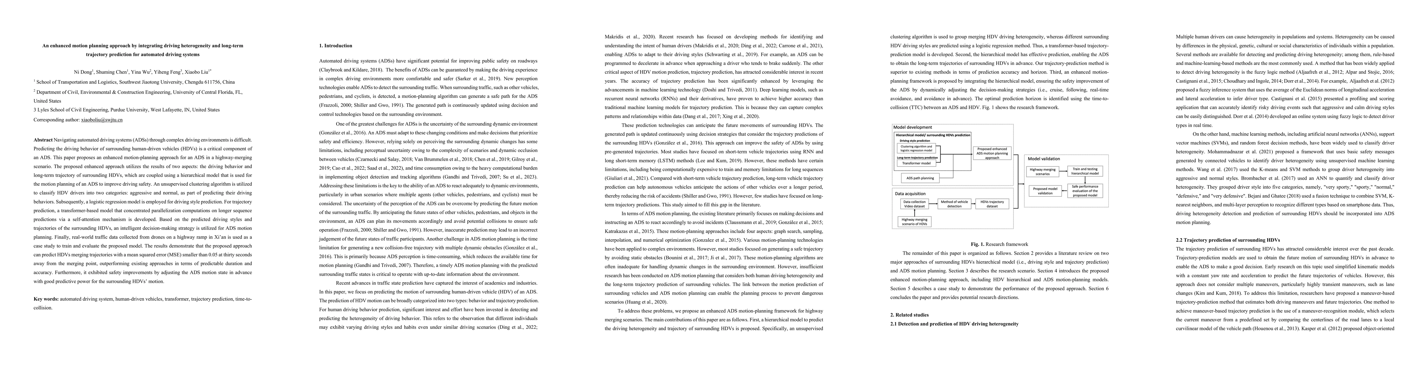 Thumbnail for An enhanced motion planning approach by integrating driving
  heterogeneity and long-term trajectory prediction for automated driving
  systems