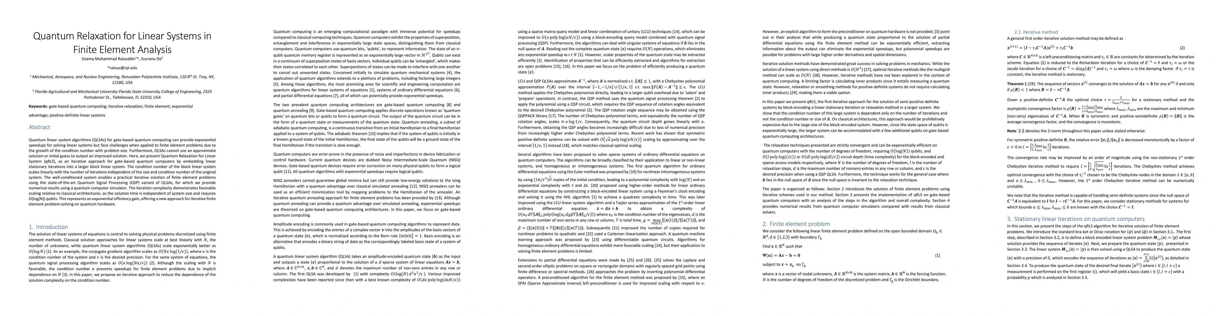 Thumbnail for Quantum Relaxation for Linear Systems in Finite Element Analysis