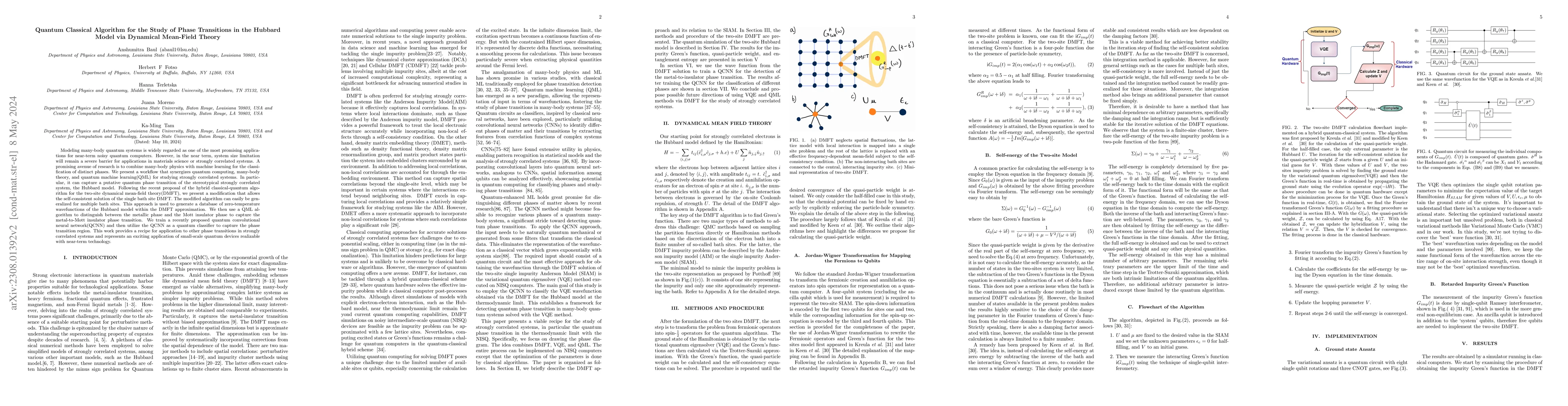 Thumbnail for Quantum Classical Algorithm for the Study of Phase Transitions in the
  Hubbard Model via Dynamical Mean-Field Theory