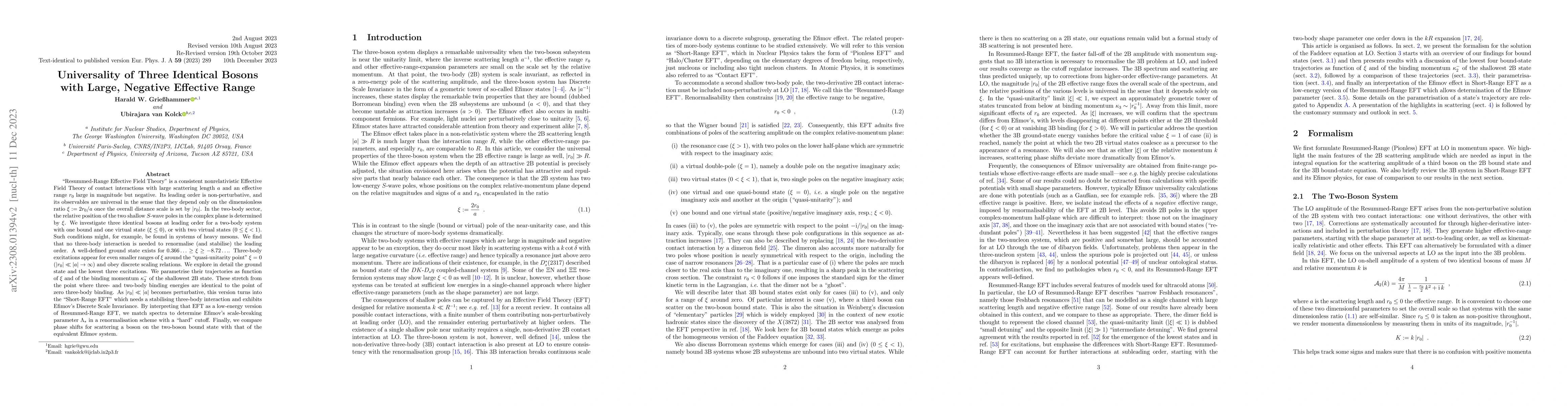 Thumbnail for Universality of Three Identical Bosons with Large, Negative Effective
  Range
