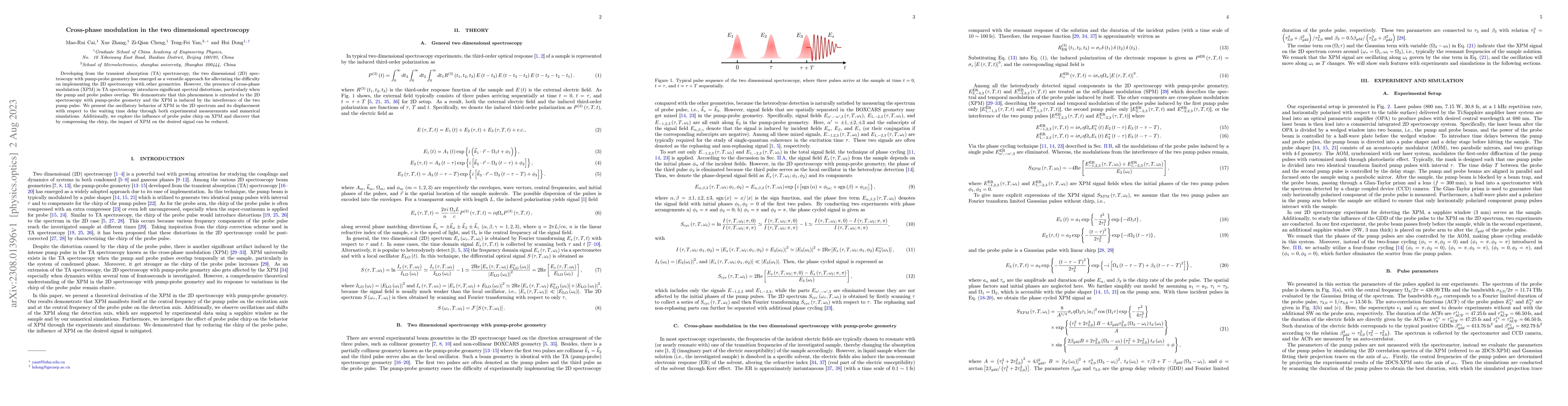 Thumbnail for Cross-phase modulation in the two dimensional spectroscopy