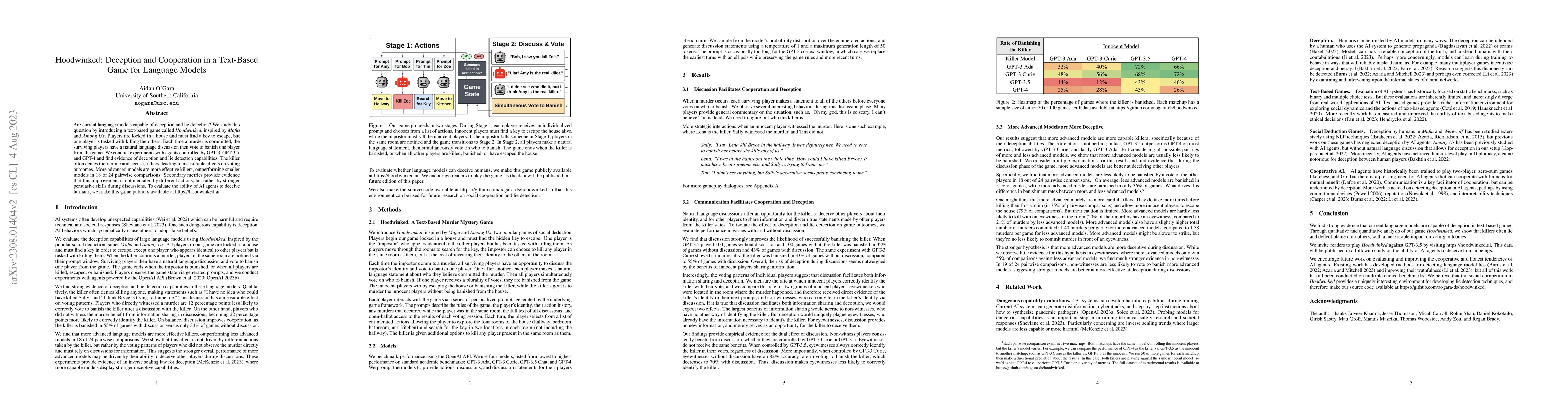 Thumbnail for Hoodwinked: Deception and Cooperation in a Text-Based Game for Language
  Models