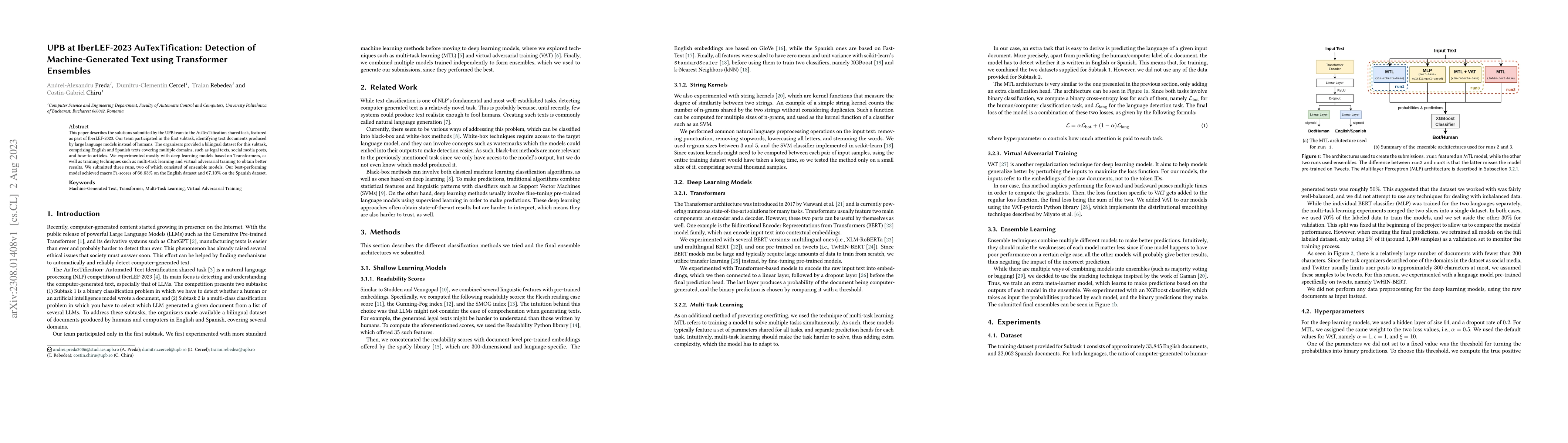 Thumbnail for UPB at IberLEF-2023 AuTexTification: Detection of Machine-Generated Text
  using Transformer Ensembles