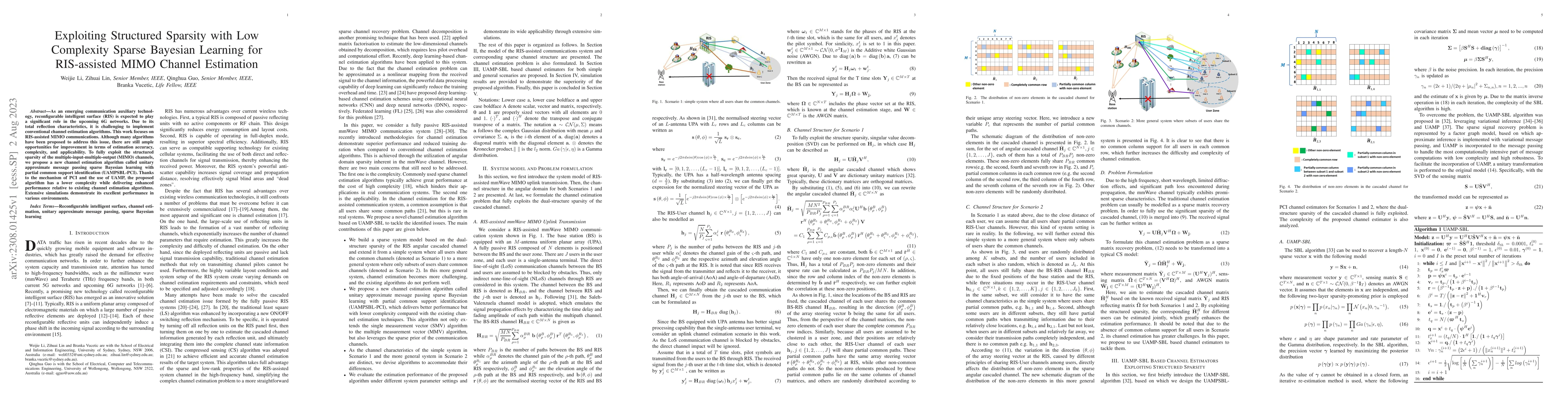Thumbnail for Exploiting Structured Sparsity with Low Complexity Sparse Bayesian
  Learning for RIS-assisted MIMO Channel Estimation