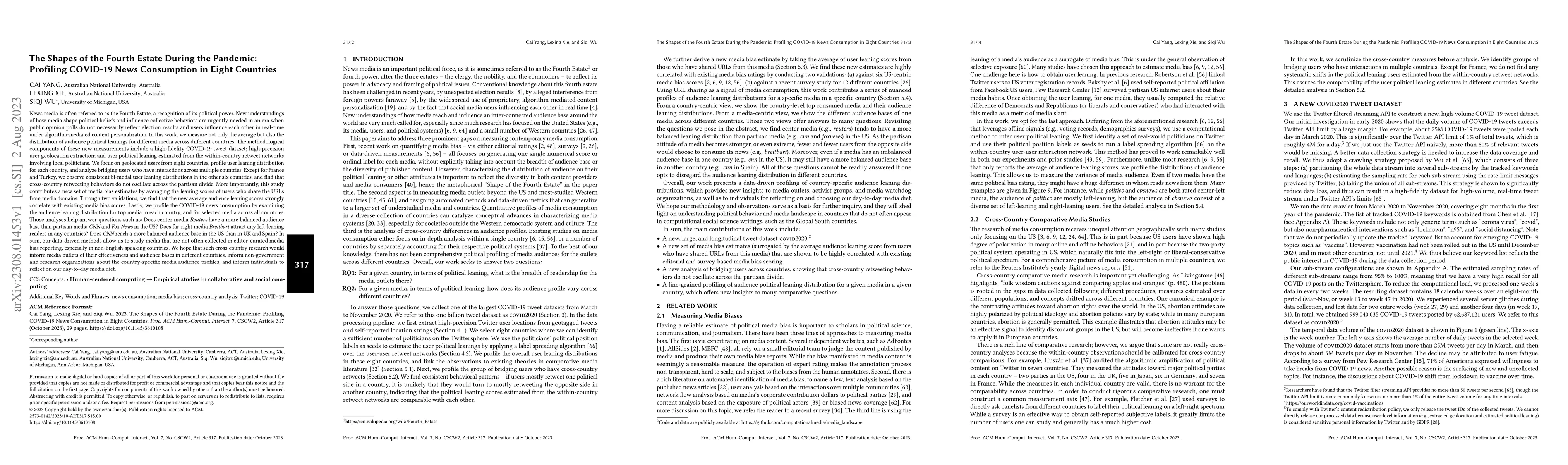 Thumbnail for The Shapes of the Fourth Estate During the Pandemic: Profiling COVID-19
  News Consumption in Eight Countries
