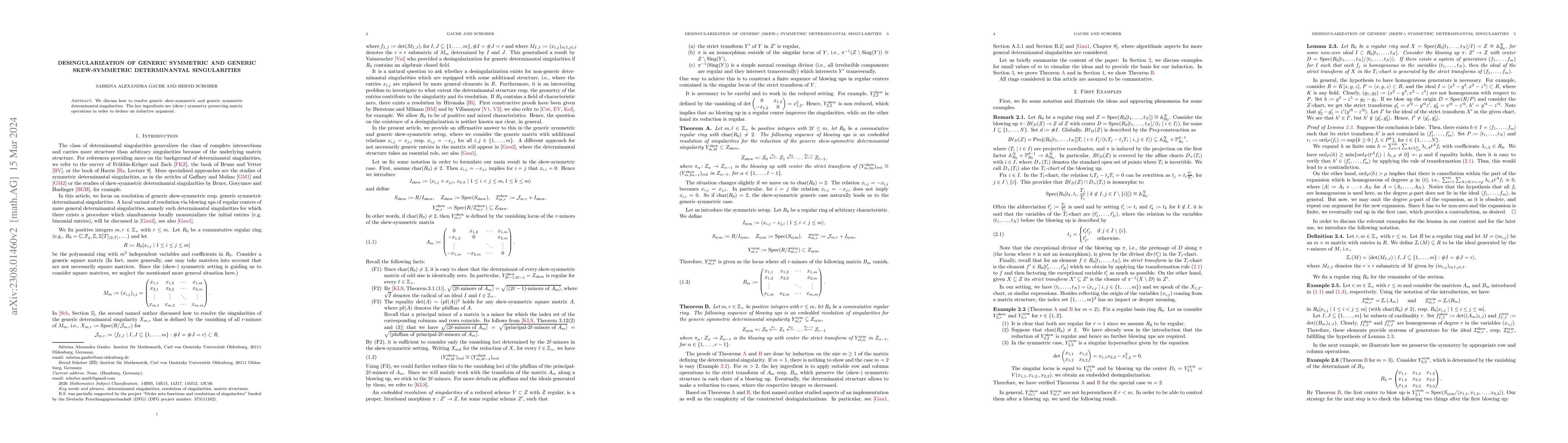 Thumbnail for Desingularization of generic symmetric and generic skew-symmetric
  determinantal singularities