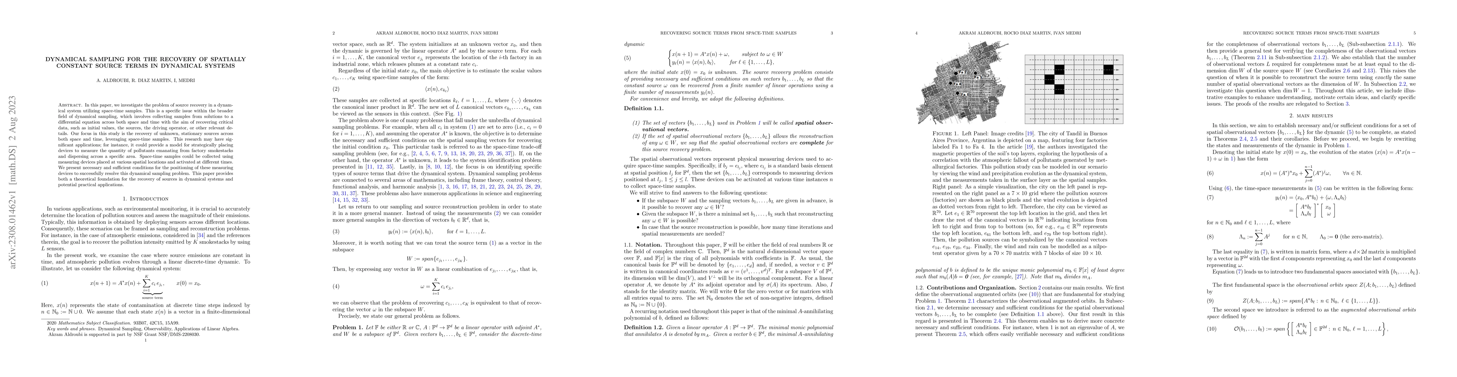 Thumbnail for Dynamical Sampling for the Recovery of Spatially Constant Source Terms
  in Dynamical Systems