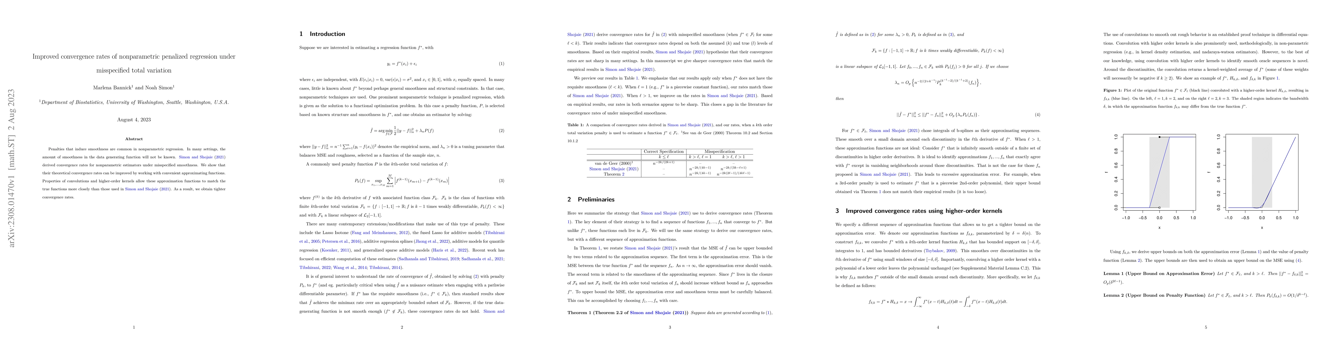 Thumbnail for Improved convergence rates of nonparametric penalized regression under
  misspecified total variation