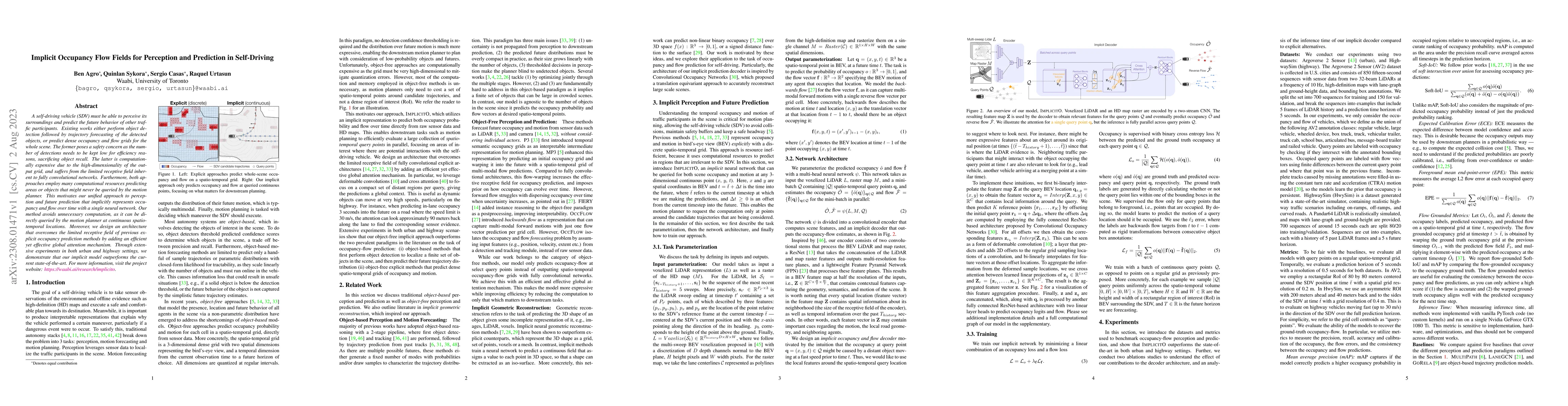 Thumbnail for Implicit Occupancy Flow Fields for Perception and Prediction in
  Self-Driving