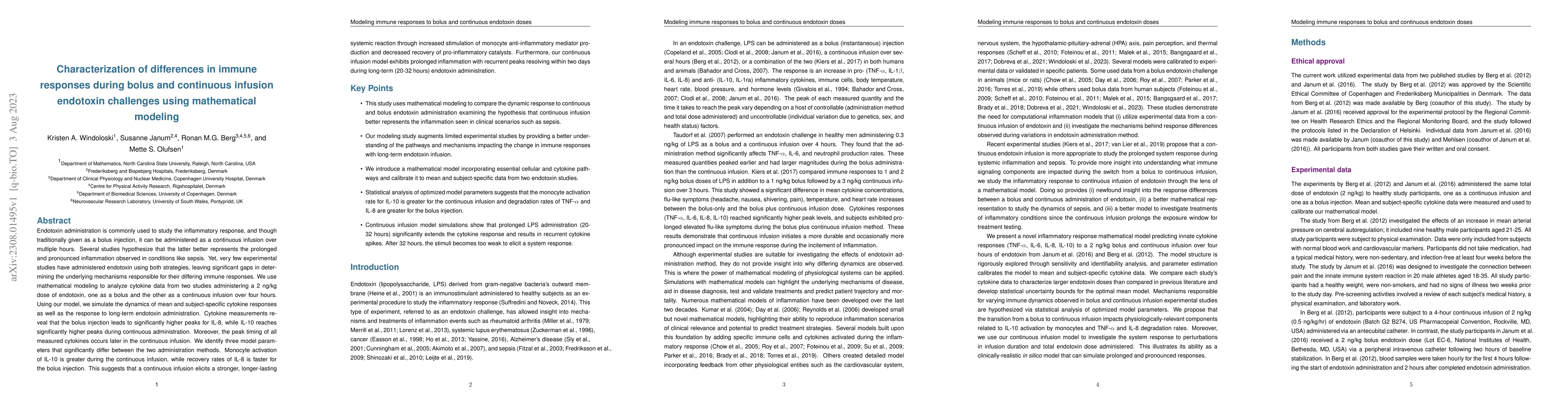 Thumbnail for Characterization of differences in immune responses during bolus and
  continuous infusion endotoxin challenges using mathematical modeling