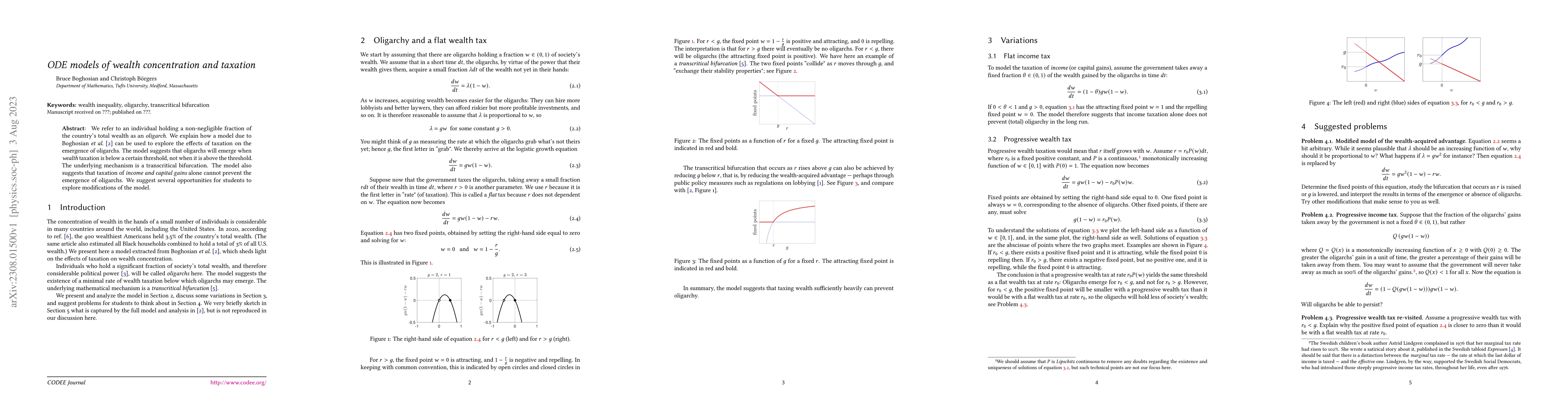 Thumbnail for ODE models of wealth concentration and taxation