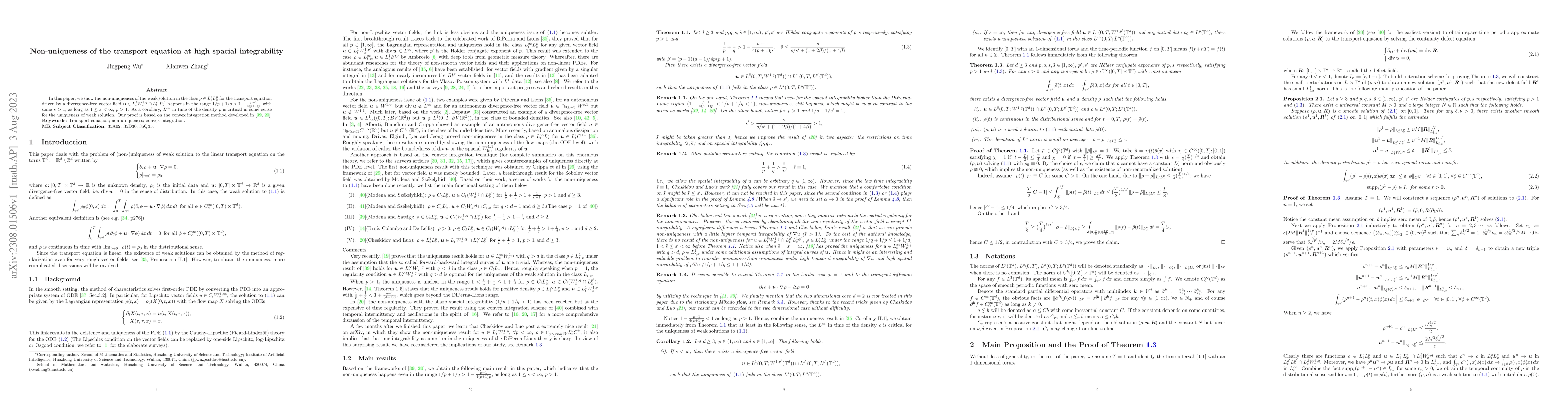 Thumbnail for Non-uniqueness of the transport equation at high spacial integrability