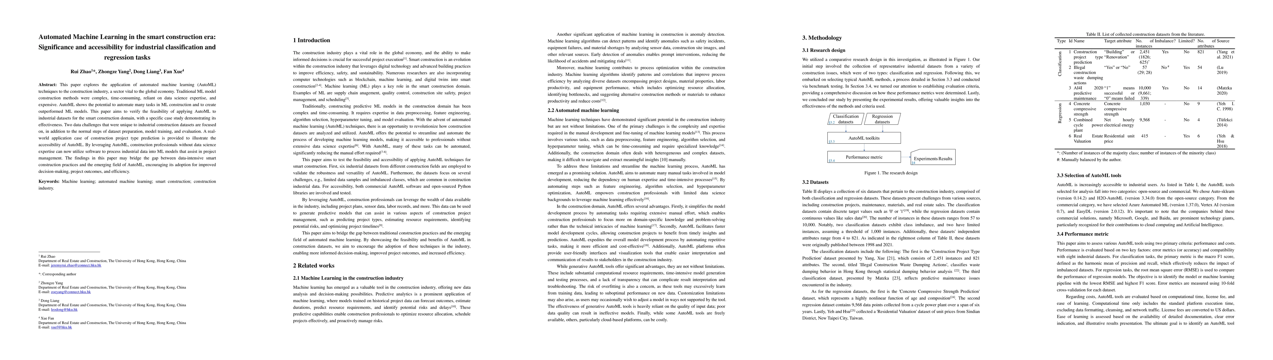 Thumbnail for Automated Machine Learning in the smart construction era:Significance
  and accessibility for industrial classification and regression tasks