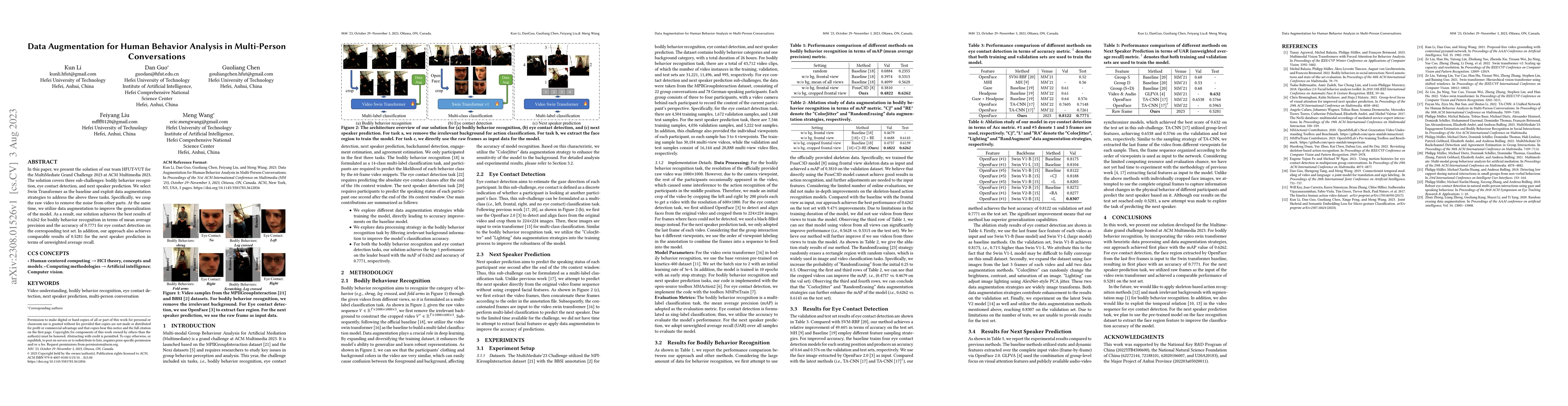 Thumbnail for Data Augmentation for Human Behavior Analysis in Multi-Person
  Conversations