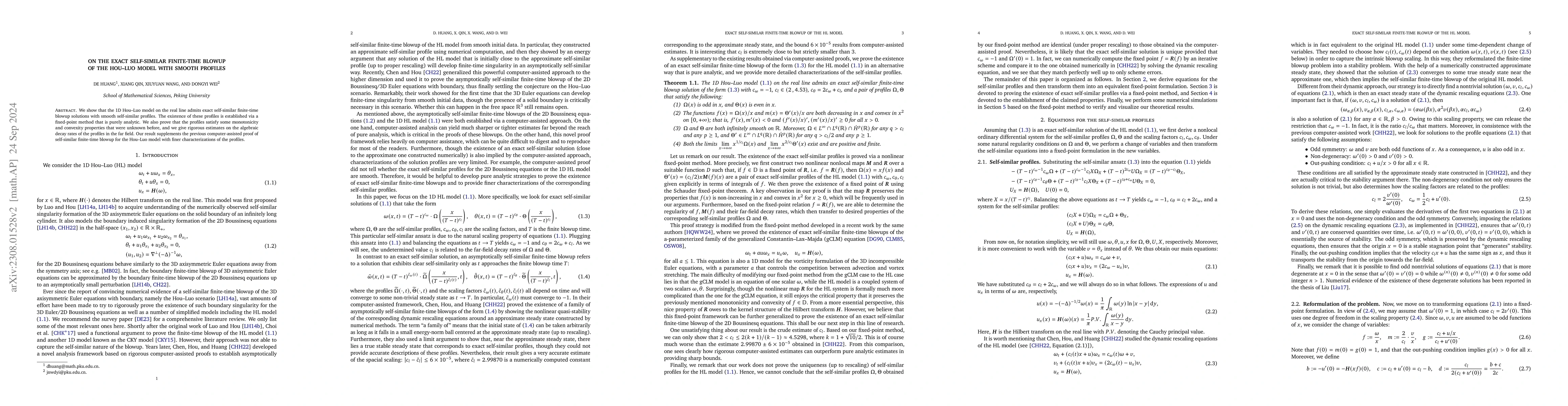 Thumbnail for On the exact self-similar finite-time blowup of the Hou-Luo model with
  smooth profiles