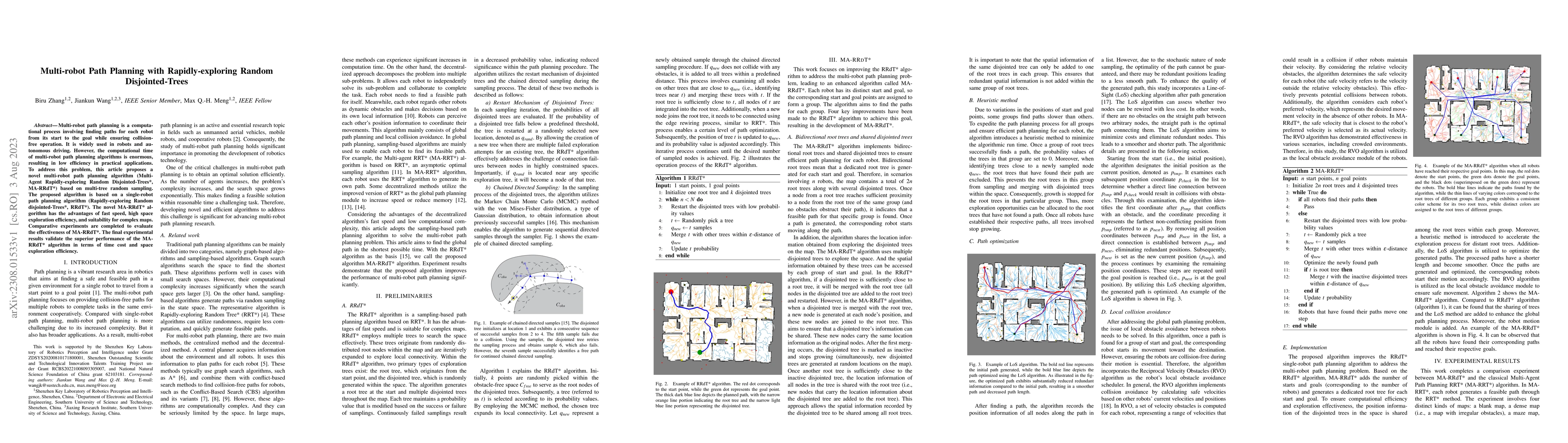 Thumbnail for Multi-robot Path Planning with Rapidly-exploring Random Disjointed-Trees