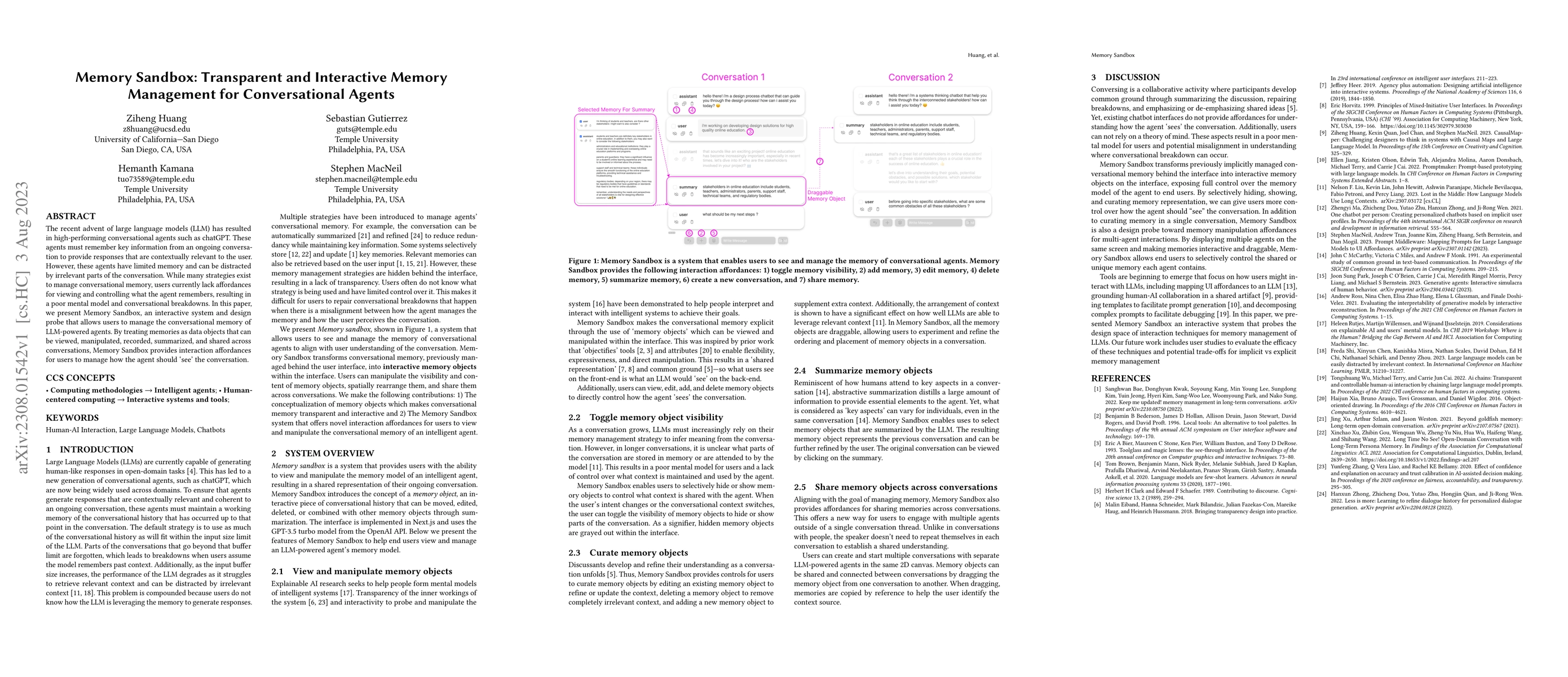 Thumbnail for Memory Sandbox: Transparent and Interactive Memory Management for
  Conversational Agents