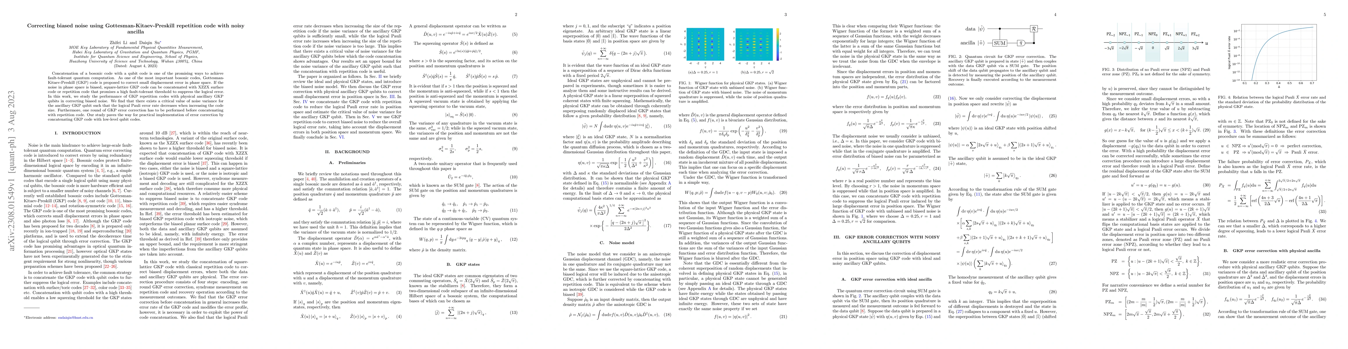 Thumbnail for Correcting biased noise using Gottesman-Kitaev-Preskill repetition code
  with noisy ancilla