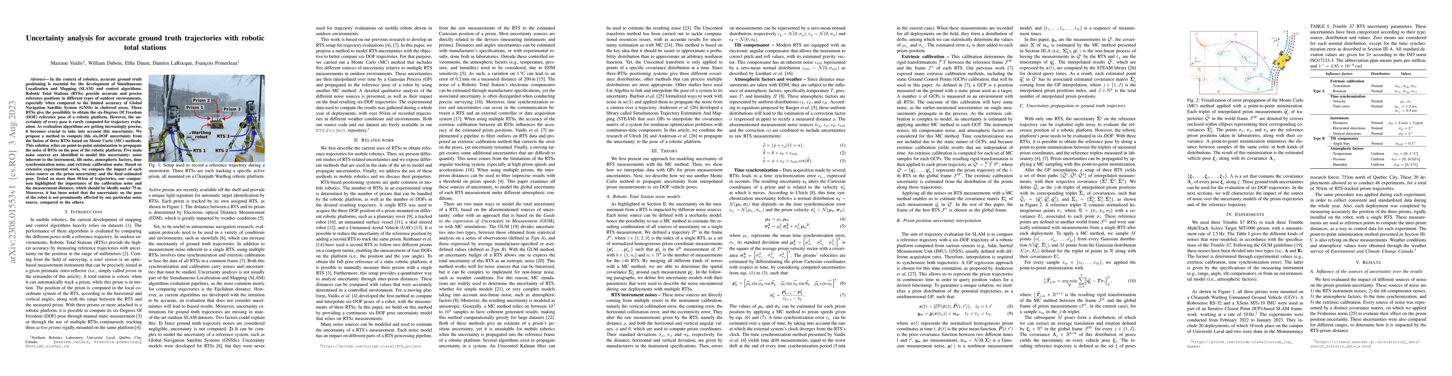 Thumbnail for Uncertainty analysis for accurate ground truth trajectories with robotic
  total stations