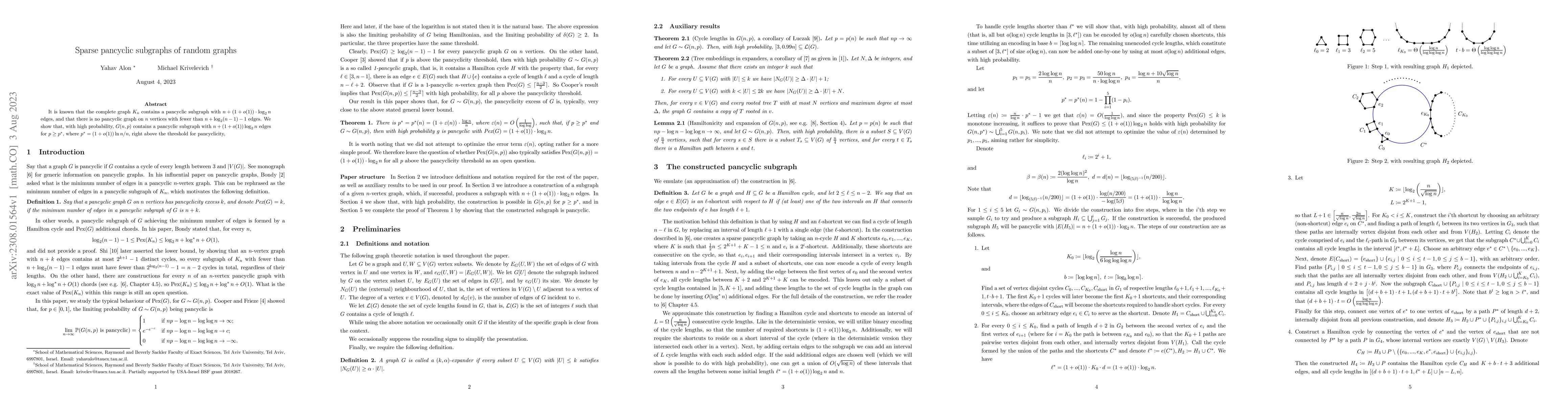 Thumbnail for Sparse pancyclic subgraphs of random graphs