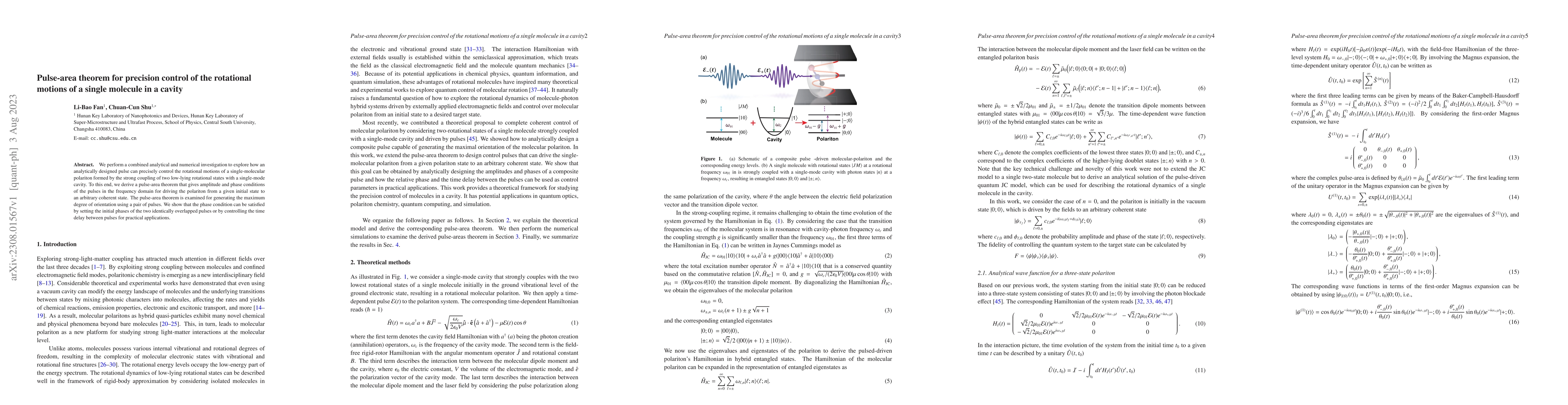 Thumbnail for Pulse-area theorem for precision control of the rotational motions of a
  single molecule in a cavity