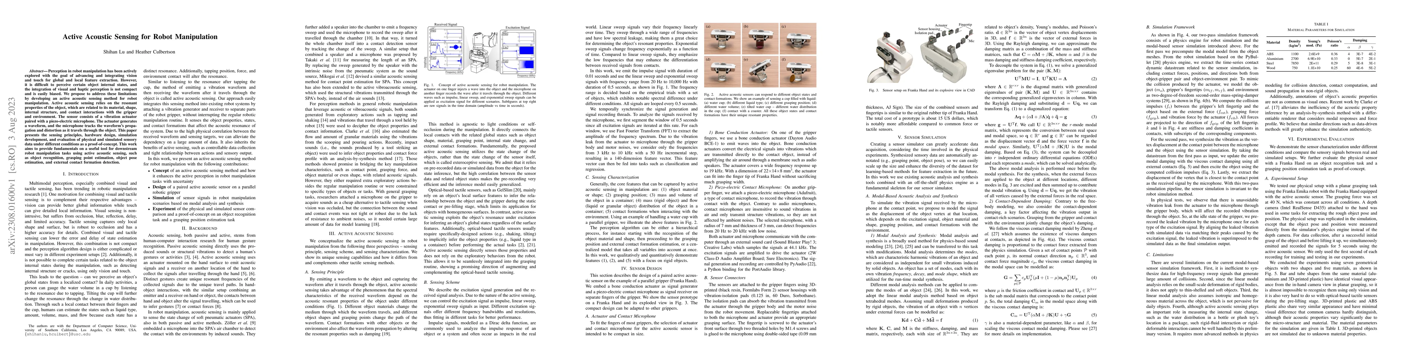 Thumbnail for Active Acoustic Sensing for Robot Manipulation
