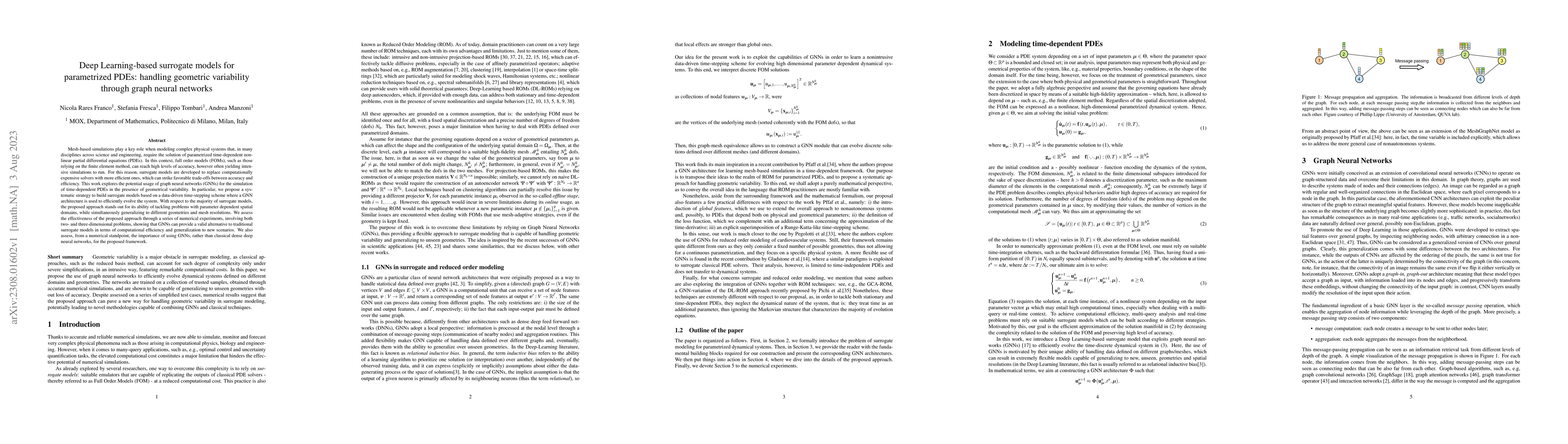 Thumbnail for Deep Learning-based surrogate models for parametrized PDEs: handling
  geometric variability through graph neural networks