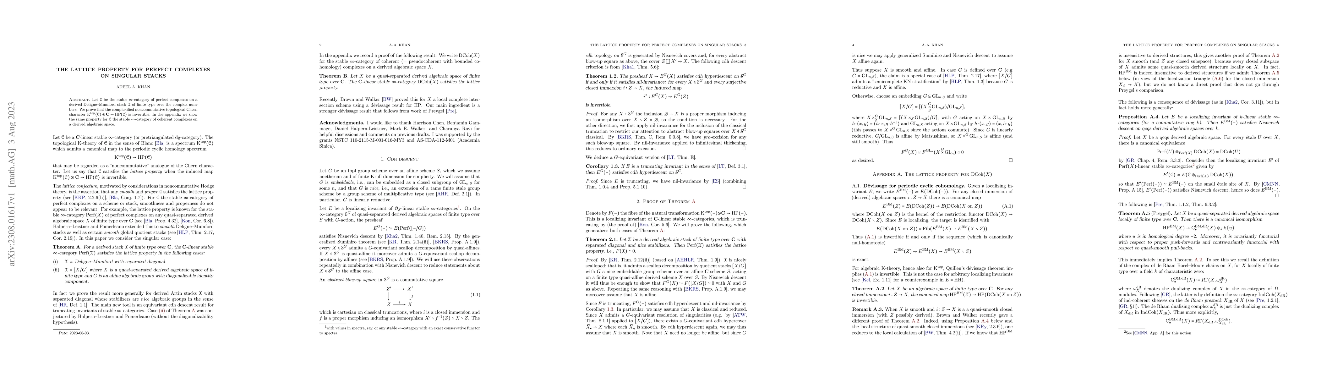 Thumbnail for The lattice property for perfect complexes on singular stacks