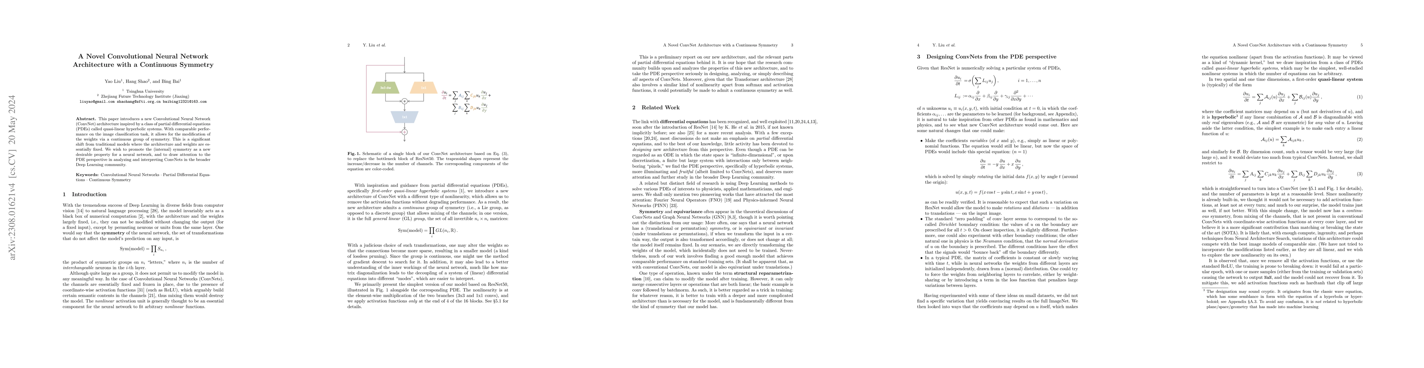Thumbnail for A Novel Convolutional Neural Network Architecture with a Continuous
  Symmetry