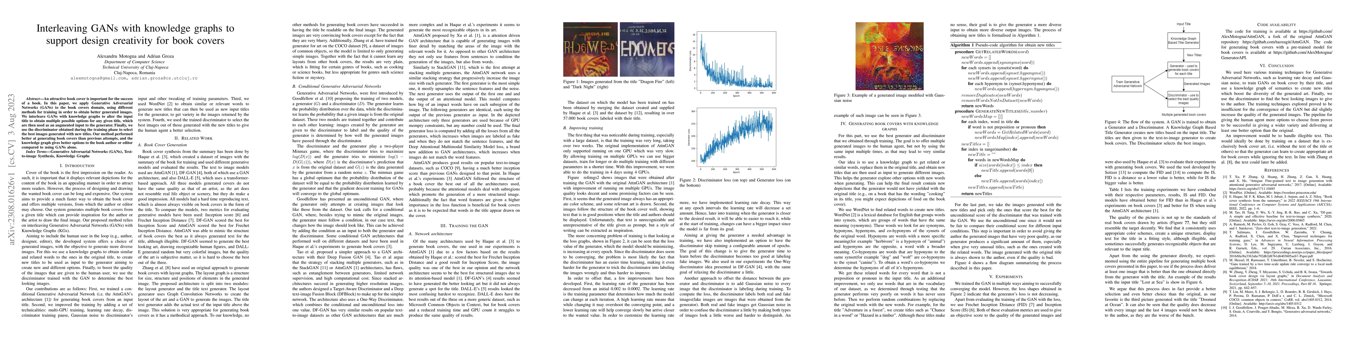 Thumbnail for Interleaving GANs with knowledge graphs to support design creativity for
  book covers